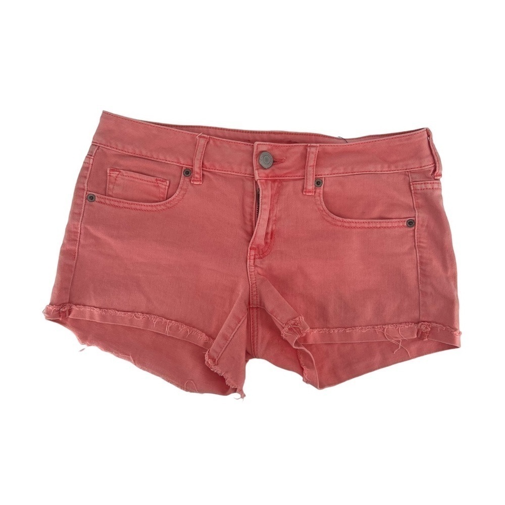American Eagle Outfitters Pink Cuffed Rough Hem Jean Shorts Size 6 Women’s